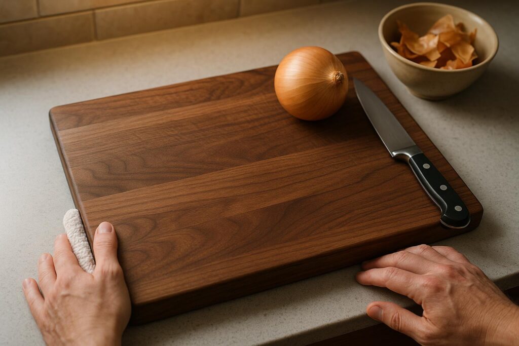 Step 1 set station for onion dicing