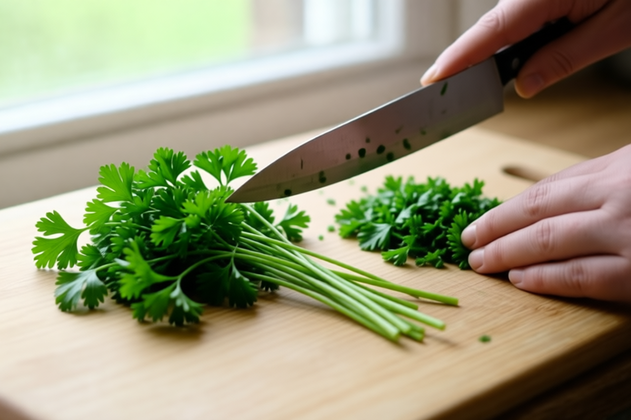 Step 6: Transfer without dragging the sharp edge visual for How to Prep Carrots Celery and Parsley for Soup