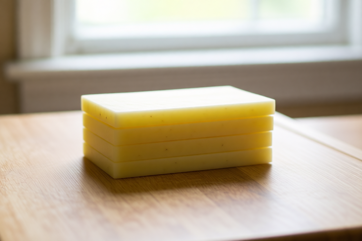 Step 3: Stack a few slabs safely visual for How to Cube Potatoes for Soup So They Cook Evenly