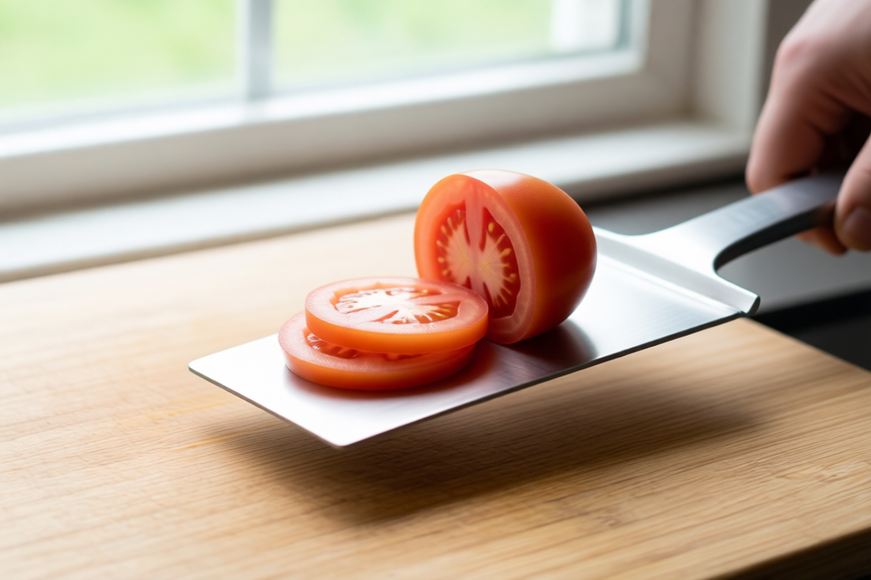 Step 6: Move the slices without squeezing visual for How to Slice Tomatoes for Sandwiches Without Crushing Them