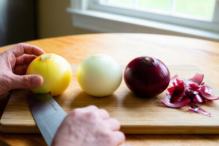Step 2: Prepare the onions visual for Yellow, White, and Red Onions: When to Use Each One