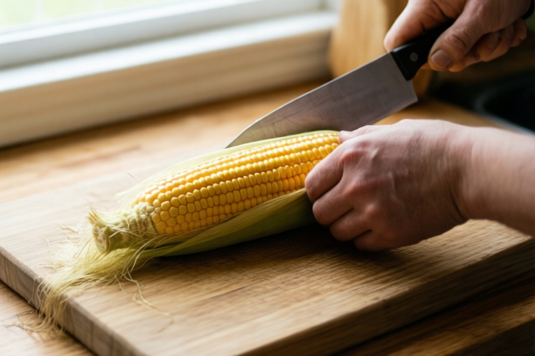 Step 1: Shuck and clean the corn visual for How to Remove Corn Kernels Without Making a Mess