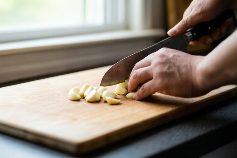 Step 1: Set the station visual for How to Cut Garlic for Stir-Fry Without Bitter Pieces