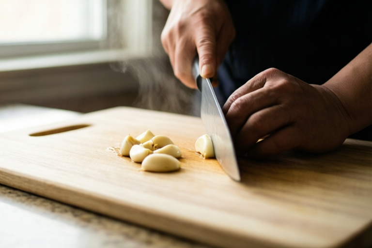 Step 5: Watch the result, not the clock alone visual for How to Cut Garlic for Stir-Fry Without Bitter Pieces