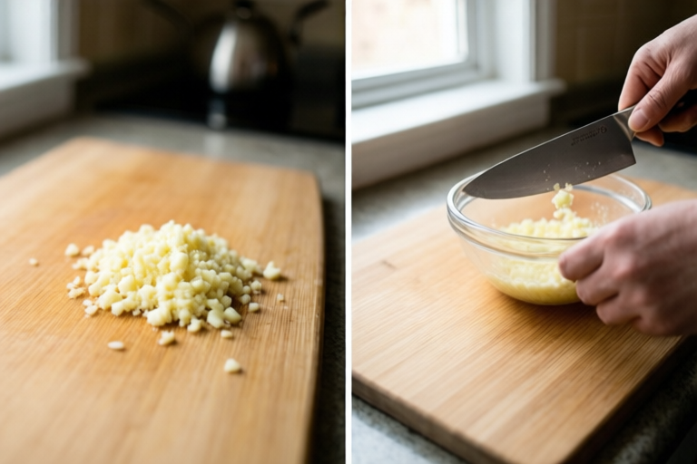 Step 6: Finish cleanly visual for How to Mince Garlic for Sauce Without Making Paste
