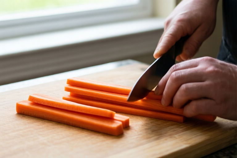 Step 4: Cut strips for stir-fries or dice visual for How to Cut Carrots Into Sticks for Snacks and Lunches