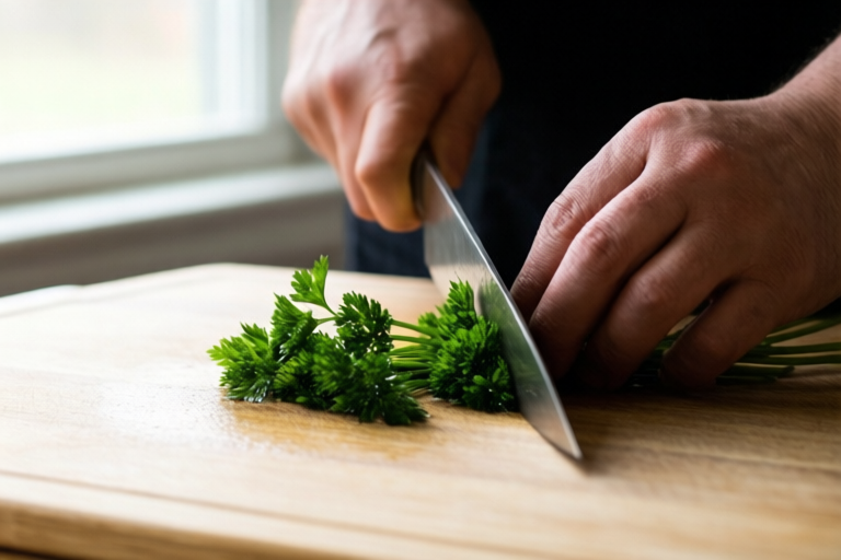 Step 3: Make the first clean cuts visual for How to Chop Parsley Cleanly Without Bruising It