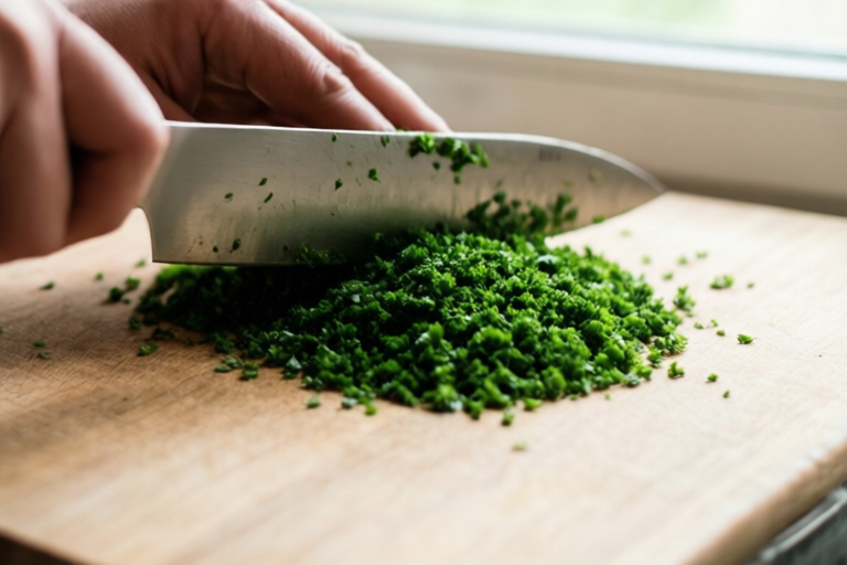 Step 5: Spread and check the texture visual for How to Chop Parsley Cleanly Without Bruising It