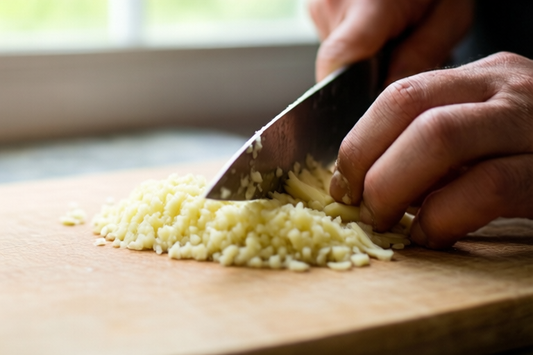 Step 5: Gather and finish lightly visual for How to Mince Garlic Without Turning It Into Paste